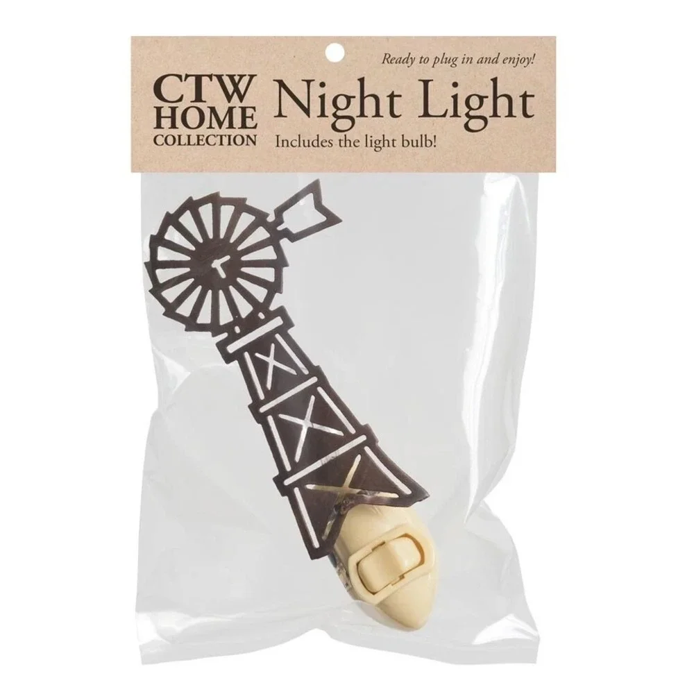 Farmhouse Windmill Night Light - Laser Cut Metal On/Off Switch Bulb Included‎